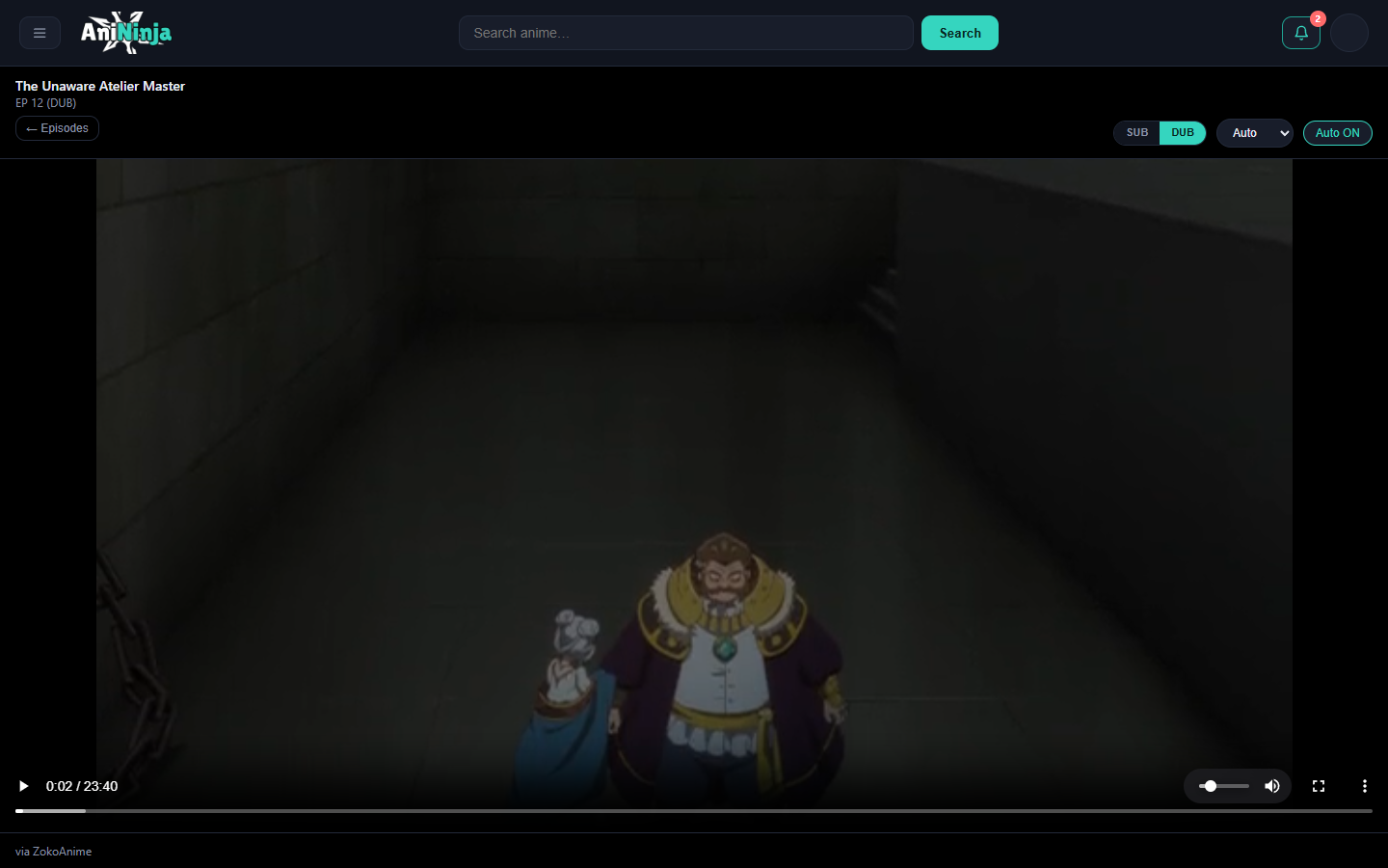 AniNinja desktop player with SUB/DUB toggle and quality selector